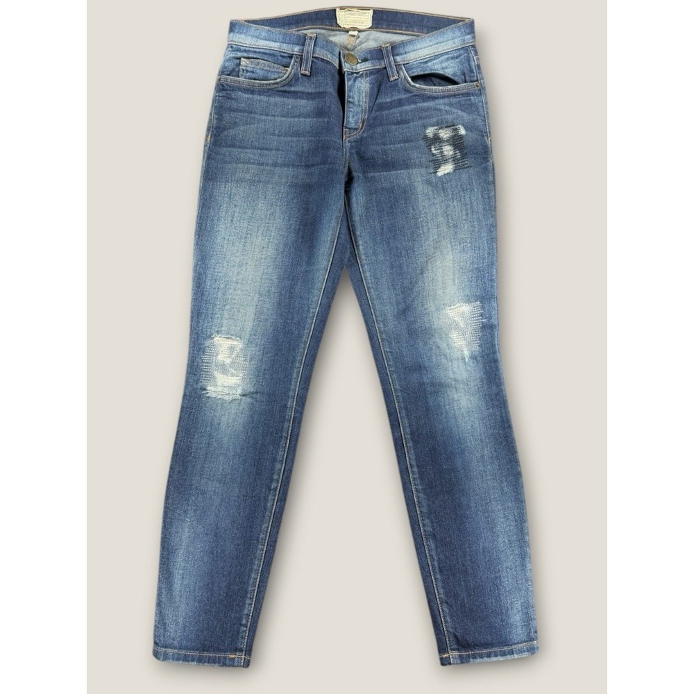Current Elliott The Stiletto Jeans Old Blue Repair Distressed Size 27